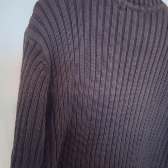 Chocolate Brown Zip Front Pullover Cableknit Sweater - Picture 10 of 13